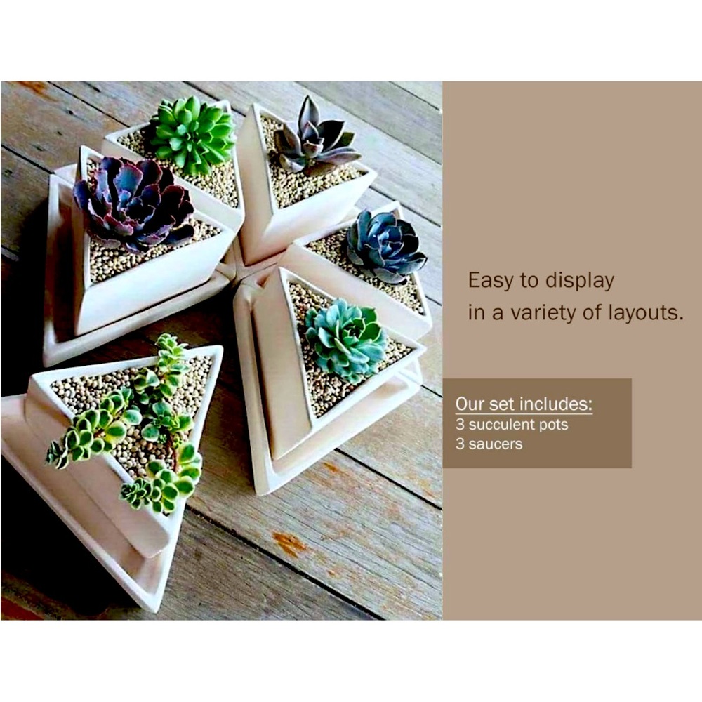 JASTBOZIER 4.57 Inch Succulent Pots with Ceramic Trays, Drainage Holes.